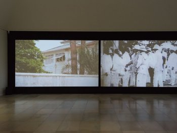 Gegenüberstellung von Filmsequenzen aus Togo während der deutschen Kolonialzeit und heute