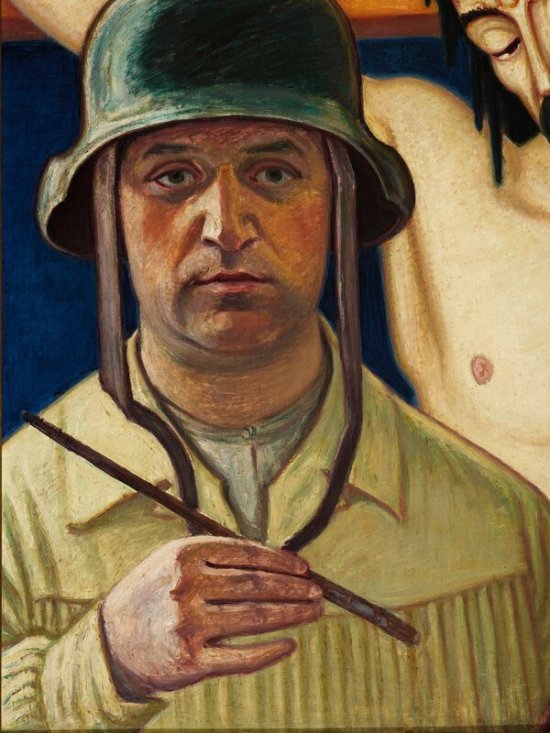 Gemälde von Heinrich Göttler: Selbstbildnis mit Stahlhelm, 1929