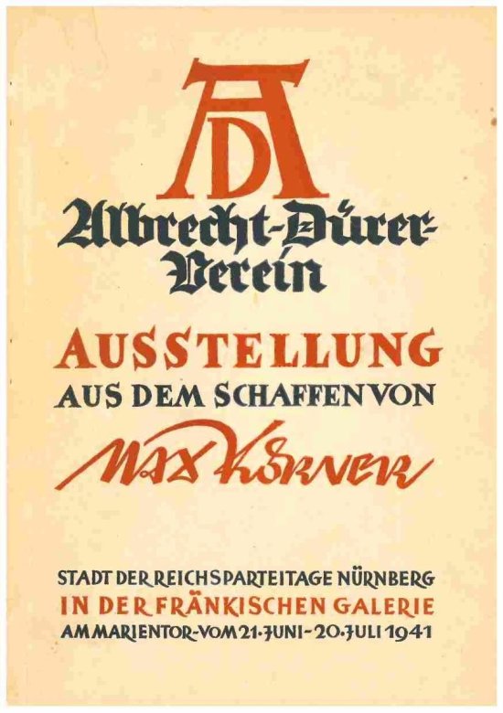 Cover des Ausstellungshefts der Ausstellung „Aus dem Schaffen von Max Körner“ des A. Dürer Vereins, 1941