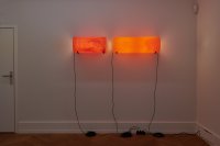 Ausstellungsansicht, Inge Gutbrod, Honigzarte – Duo– (Orange und Sanddorn), 2022 © VG Bild-Kunst, Bonn 2023 ©Kunstvilla/ Stadt Nürnberg Foto: Annette Kradisch