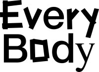 Das Logo des EveryBody e.V., schwarze Buchstaben, jeder aus einer anderen Schriftart, bilden die Worte EveryBody.