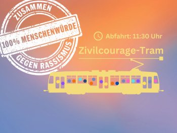 Tram mit bunten Punkten