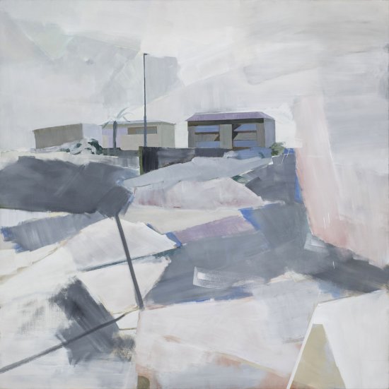 Anna-Maria Kursawe, Abhang, 2010, Eitempera auf Nessel, 175 x 175 cm, © Anna-Maria Kursawe, Foto: Tanja Elm