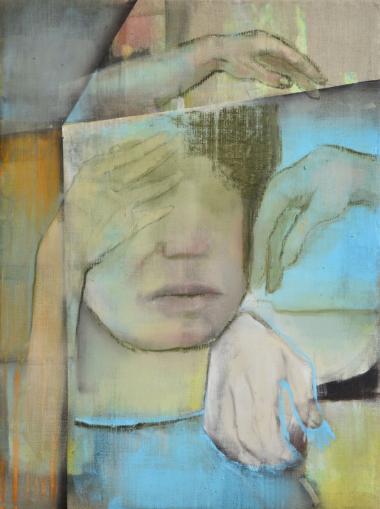 Lisa Wölfel, Betüddeln, Öl auf Leinwand, 2018, 180 x 120 cm, Foto: Lisa Wölfel, © VG Bild-Kunst, Bonn 2025