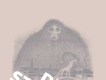 Foto: Tocologo
Schwarz-weiße Linienzeichnung einer Stadt mit einer Giraffe auf einem Dach und mehreren Menschen im Vordergrund, darüber der Text 'DIE STADT OHNE JUDEN'