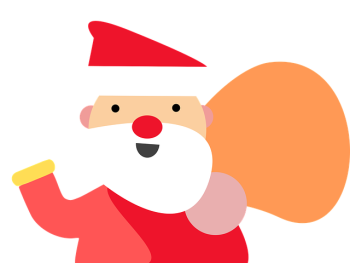 Copyright: pixabay.de Vektorzeichnung eines winkenden Weihnachtsmanns, von dem nur der Oberkörper zu sehen ist und der einen Sack geschultert hat und winkt