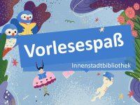 Illustration mit Text "Vorlesespaß Innenstadtbilbliothek"