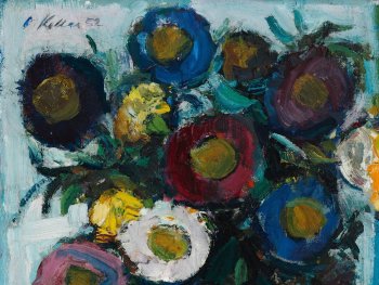 Copyright: VG Bild-Kunst, Bonn Gemäle mit einem Blumenstrauß von Oskar Koller