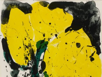 Copyright: VG Bild-Kunst, Bonn Lithografie mit gelben Blumen von Oskar Koller