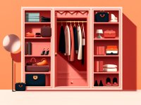 Eine Illustration eines offenen Kleiderschranks