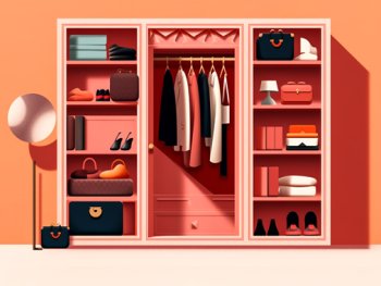 Eine Illustration eines offenen Kleiderschranks