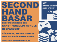 Second-Hand-Basar des Förderkreises der Ernst-Penzoldt-Schule Spardorf. Für Babies, Kinder, Teenies und auch für Erwachsene! Kaffee und Kuchen auch zum mitnehmen! www.ernst-penzoldt-schule.de
