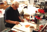 Oskar Koller Mohnblumen malend.