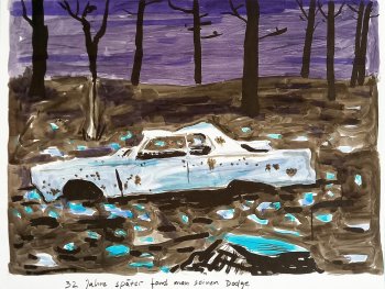 Copyright: Jan Bräumer, 32 Jahre später fand man seinen Dodge Ein altes amerikanisches Auto auf einer illegalen Müllkippe im Wald