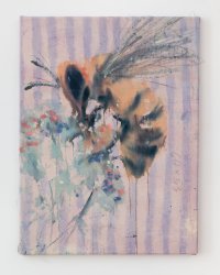 Eine mit wässerigen Farben gemalte Biene - Bildausschnitt