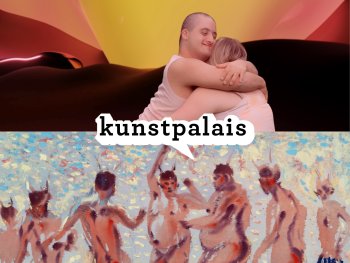 oben zwei sich umarmende Menschen, unten Fußballer am Strand