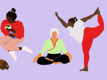 Mehrere Personen meditieren und dehnen sich gemeinsam.