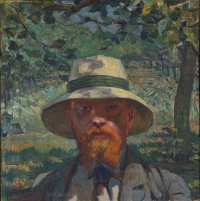 Auf einem Ölgemälde ist das Selbstbildnis des Malers zu sehen.