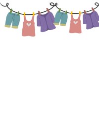 Kinderbekleidung an einer Wäscheleine.