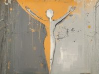 Eine Person als mit ausgestreckten Arm als Grafik.