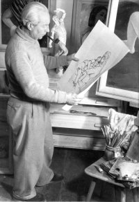 Mitschke-Collande in seinem Atelier um 1950