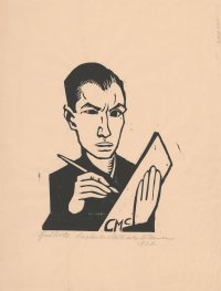 Constantin von Mitschke-Collande, Selbstbildnis mit Block und Stift, 1920