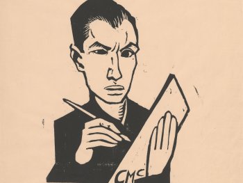 Constantin von Mitschke-Collande, Selbstbildnis mit Block und Stift, 1920