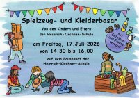 Plakat für den Spielzeug- und Kleiderbasar der Heinrich-Kirchner-Schule