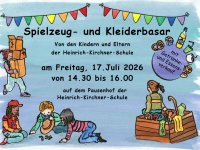 Plakat für den Spielzeug- und Kleiderbasar der Heinrich-Kirchner-Schule