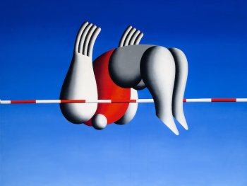 Copyright: Hans Ticha _VG Bild-Kunst 2026_Hans Ticha Abgebildet ist das Werk "Der Hochspringer" von Hans Ticha