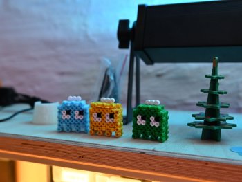 3 Ghosts aus Pac-Man gebaut aus Bügelperlen