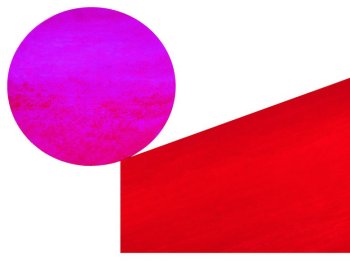 Copyright: Rupprecht Geiger, Pinc contra orange (I, II), 2005 Acryl auf Leinwand, zweiteilig, 275 x 470 cm Archiv Geiger, München Zwei Gemälde: eine schiefe rote Ebene und ein pinkfarbener Kreis berühren sich an der Spitze der schiefen Ebene