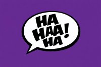Der Schriftzug Ha Haa Ha! in Comicform in einer weißen Sprechblase.