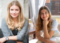 Porträts von Kim Nina Ocker und Nina Schilling, zwei Frauen mit langen Haaren