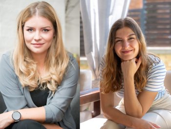 Porträts von Kim Nina Ocker und Nina Schilling, zwei Frauen mit langen Haaren