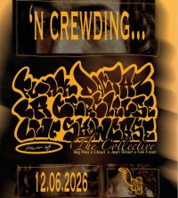 Plakat für die Veranstaltung 'N Crewding am 12.06.2026 mit gelber Graffiti-Schrift