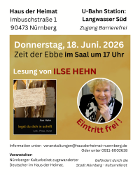 Lesung Zeit der Ebbe, 18.06. 17 Uhr im Haus der Heimat