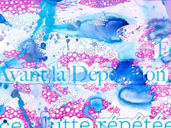 Copyright: Alexandra Grant, Le Dedan Dehors, (The Inside Outside, after Helene Cixous’s Ce qui n’était jamais arrivé, 2025), work in progress, 2026 Foto: Trevor Good © Alexandra Grant and carlier | gebauer, Berlin/Madrid Detailabbildung des Werkes Le Dedan Dehors, in Pink- und Blautönen auf weißem Hintergrund