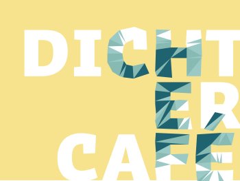Stilisierte Blockschrift: Dichtercafe auf blassgelbem Hintergrund