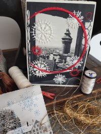 Winterliche Karten - Gestickte Spuren