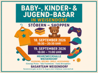 Basarplakat mit Veranstaltungsdaten und Cliparts