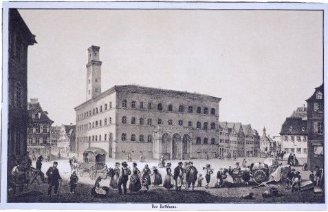 Ansicht des Fürther Rathaus im Jahr 1851
