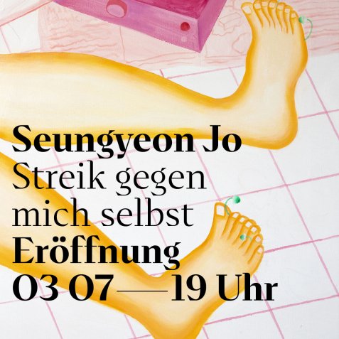 Zeichnung von zwei Füßen auf einem rosa gekachelten Boden