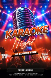 Mikrofon vor jubelnder Menschenmenge bei Karaoke-Nacht am 22. August 2026 mit Einlass um 18:30 Uhr und Beginn um 19 Uhr