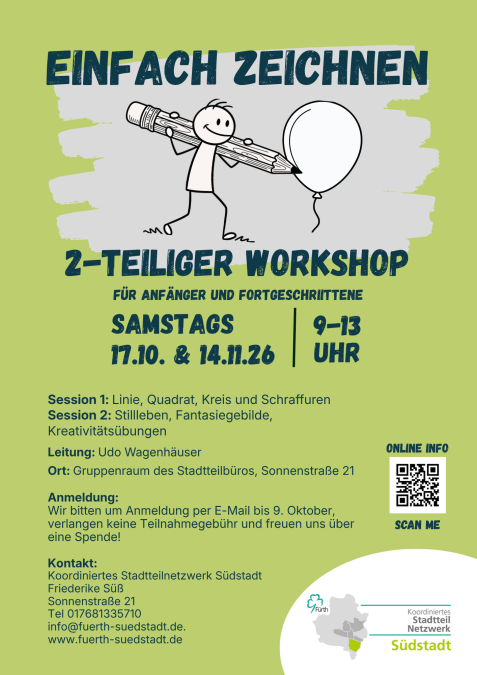 Einfach zeichnen, zweiteiliger Workshop für Anfänger und Fortgeschrittene