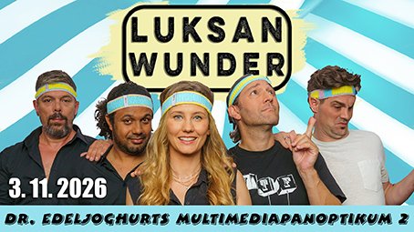 Vier Personen mit Stirnbändern in einer Werbeaufnahme für ein Event am 3.11.2026