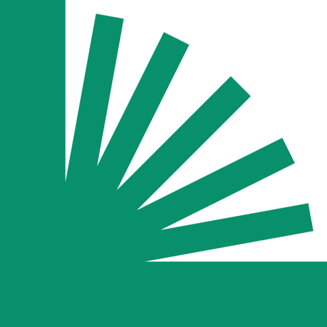 KEB Logo: Grünes abstraktes Muster aus neun schräg nach rechts oben verlaufenden, parallelen Balken auf schwarzem Hintergrund